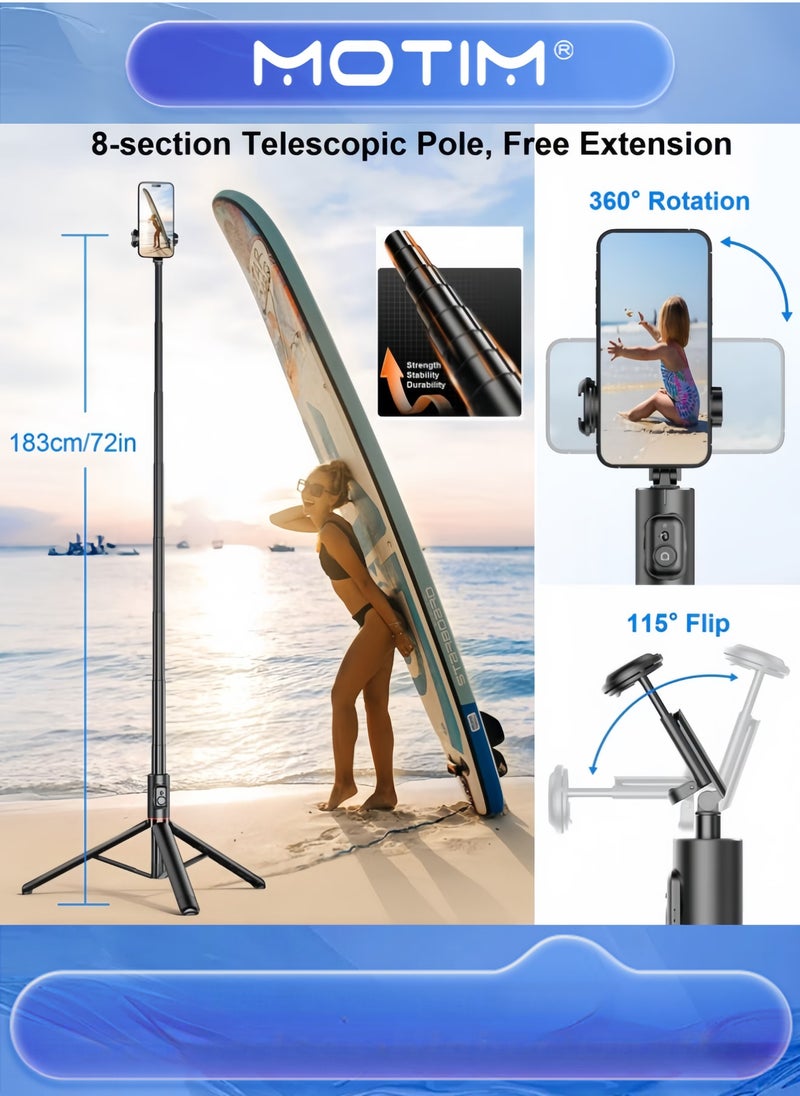 Extendable Cell Phone Tripod Stand 72-inch All-in-One Selfie Stick with Wireless Remote for iPhone & Android