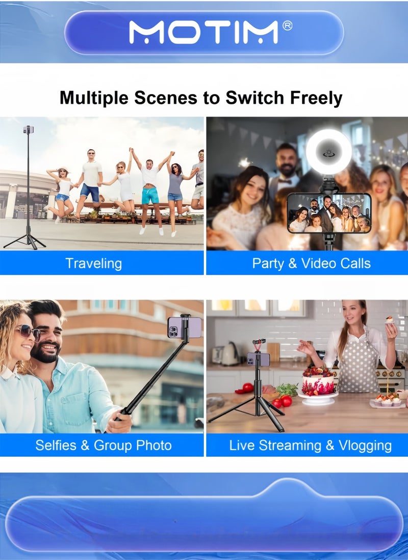 Extendable Cell Phone Tripod Stand 72-inch All-in-One Selfie Stick with Wireless Remote for iPhone & Android