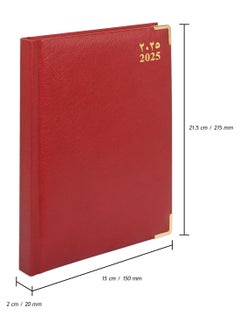 FIS Fis 2025 A5 Diary,Gold Corenrs, (Arabic/English) Vinyl 1Side Padded Maroon -FSDI22AE25MR  - Image 4