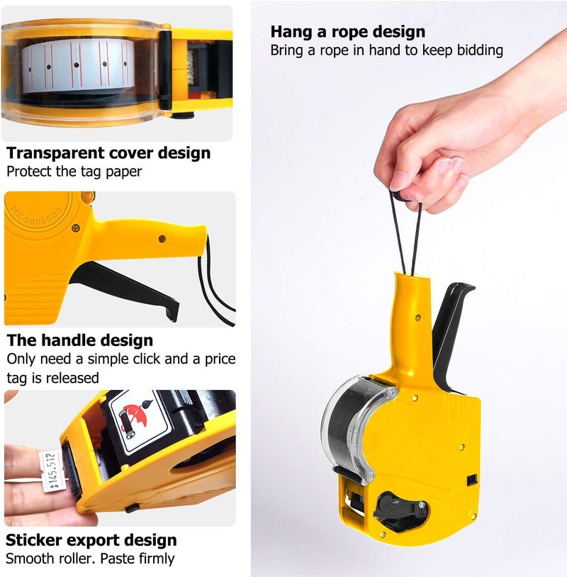 Hommtina MX-5500 Price Tag Gun with Labels and Inkers - Image 5