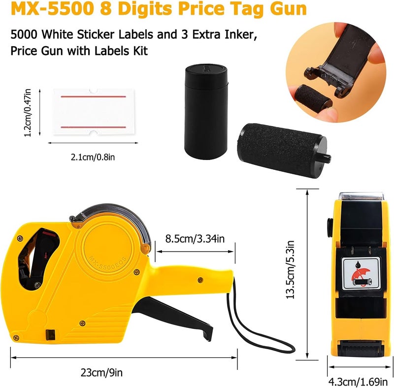 Hommtina MX-5500 Price Tag Gun with Labels and Inkers - Image 2