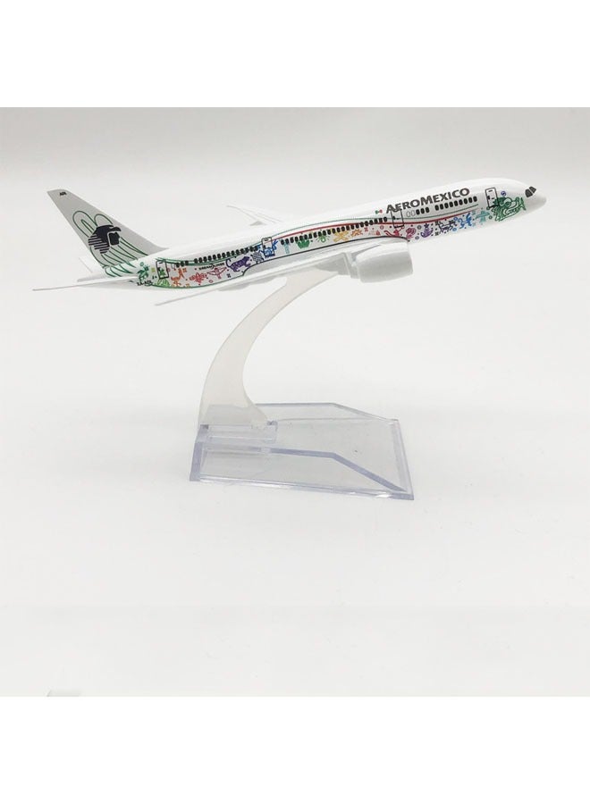 16cm Alloy Airplane Tabletop Display Model 1:400 Scale Mexico B787 Airplane Model Decoration Toys Furniture Decorations Collection Gifts - Image 1