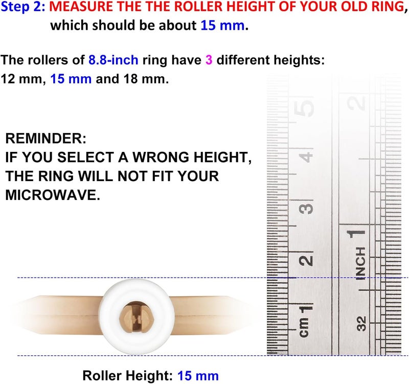 Jolaxy 8.8" Microwave Turntable Ring with 15 mm Rollers, Microwave Oven Tray Support, Glass Plate Rotating Roller Ring, Ring Outer Diameter 8.8 inch (22.2 cm), Roller Height 15 mm - Image 4