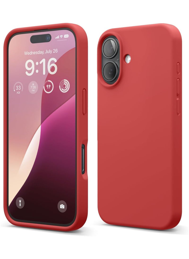 حافظة هاتف iPhone 16، غطاء حماية من السيليكون مضاد للصدمات ومضاد للخدش (أحمر) - Image 1