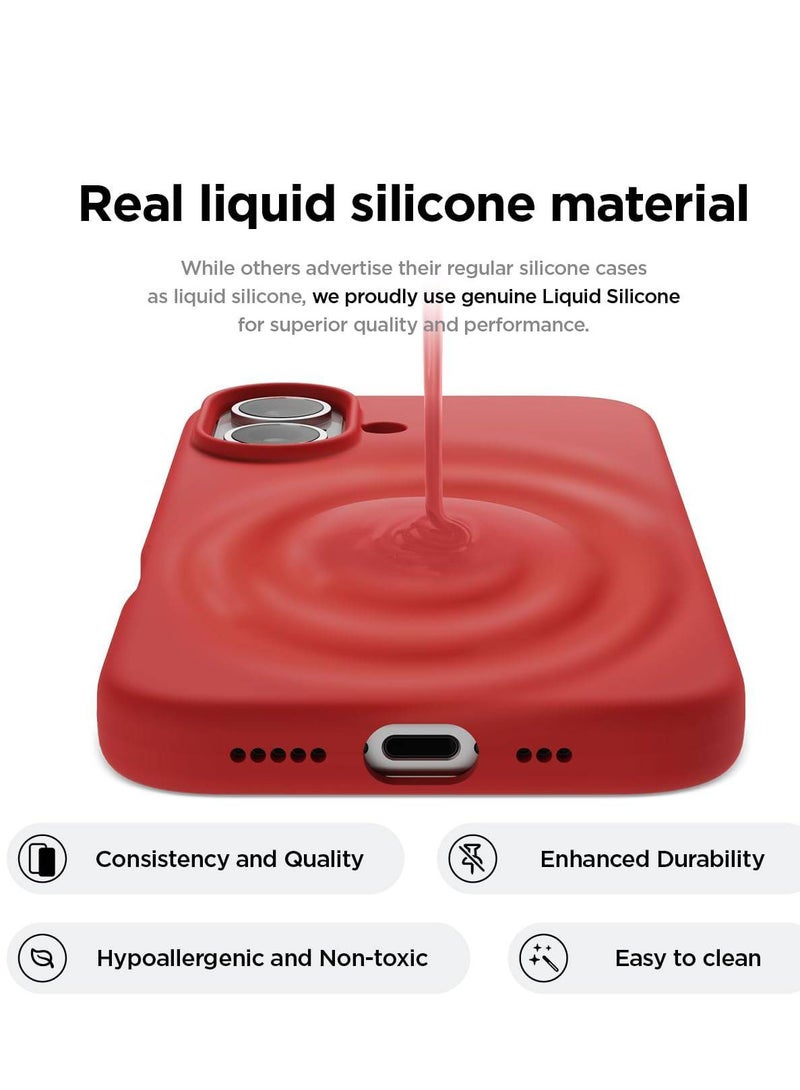 حافظة هاتف iPhone 16، غطاء حماية من السيليكون مضاد للصدمات ومضاد للخدش (أحمر) - Image 2