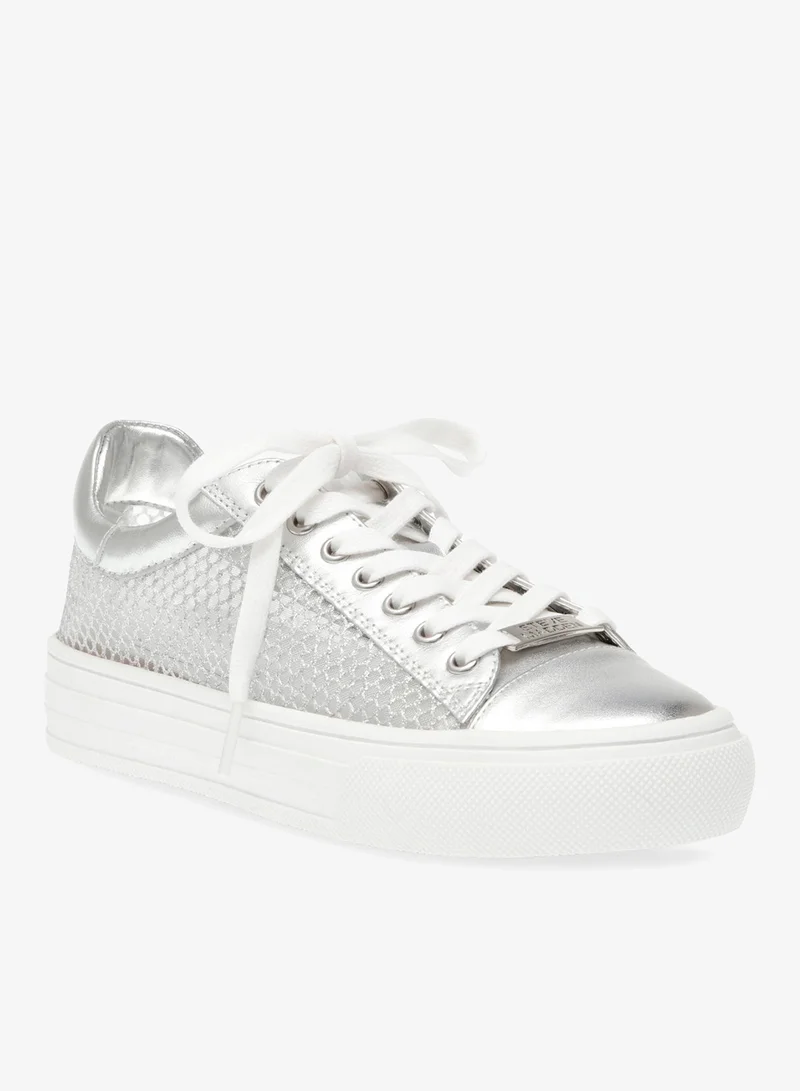 ستيف مادن Steve madden captive-m women's silver mesh sneakers