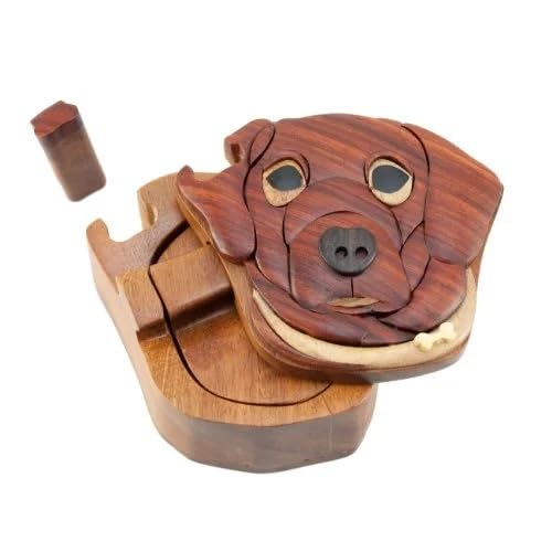 The Handcrafted Dog - Natural Wood Intarsia Puzzle Box - Handcrafted with Secret Compartment - Image 3