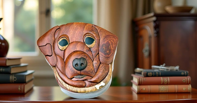 The Handcrafted Dog - Natural Wood Intarsia Puzzle Box - Handcrafted with Secret Compartment - Image 2