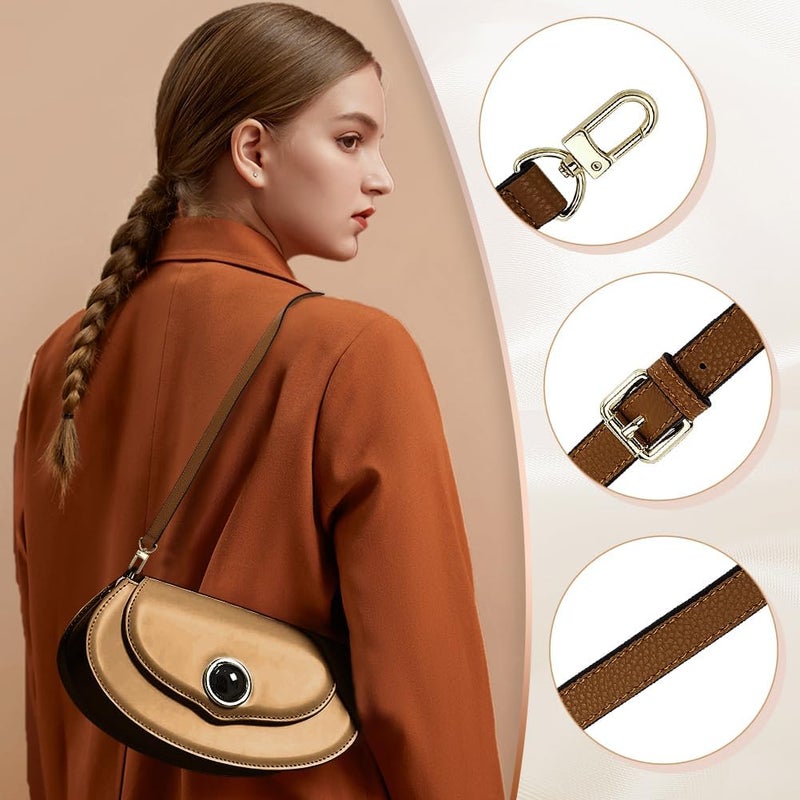 كلاراكو حزام محفظة من جلد البولي يوريثان من كلاركو، 46.9 بوصة، حزام حقيبة كروس بودي قابل للتعديل من جلد البولي يوريثان، حزام بديل لحقيبة اليد، حزام حقيبة الكتف مع مشبك دوار، ملحقات حقائب DIY لحقائب اليد الصغيرة، حقيبة حمل، بني - Image 3