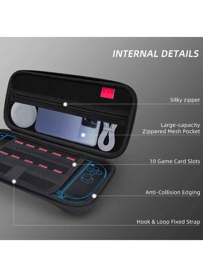 Carrying Bag Compatible with Nintendo Switch 2, Portable Switch Travel Carry Case with 10 Game Cartridges, Hard Shell Protective Switch Case for Accessories and Games - Image 3
