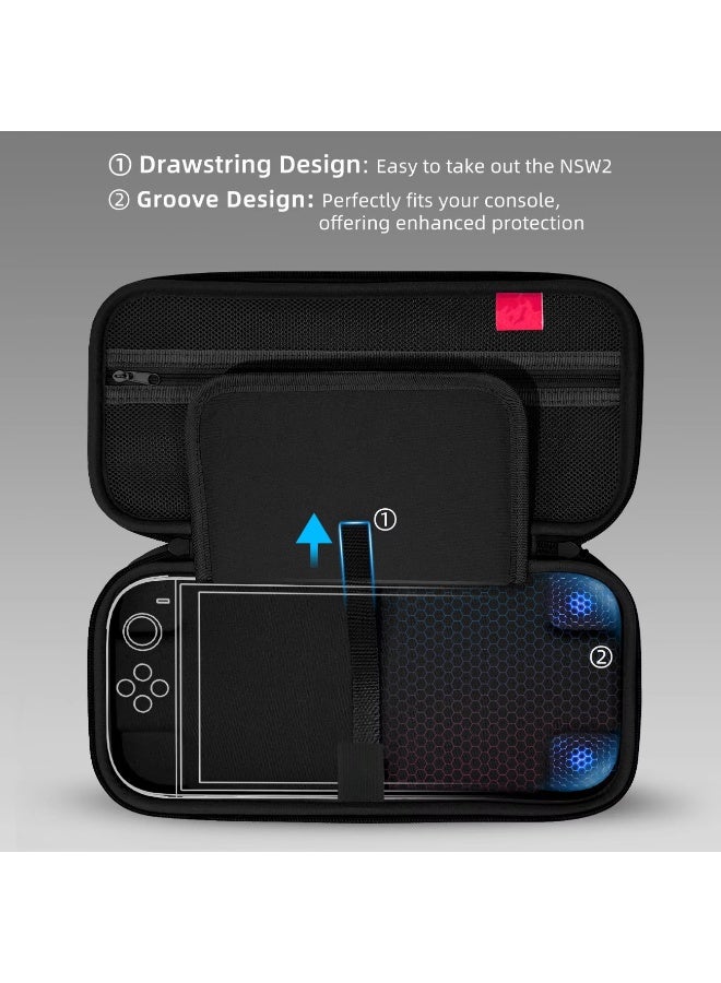 Carrying Bag Compatible with Nintendo Switch 2, Portable Switch Travel Carry Case with 10 Game Cartridges, Hard Shell Protective Switch Case for Accessories and Games - Image 4