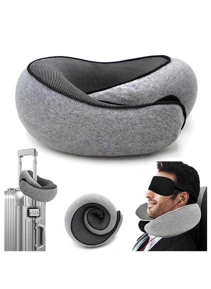 KASTWAVE Travel Pillow, Memory Foam Travel Pillow, Memory Foam Travel Neck Pillow for Airplanes, Travel Neck Pillow, Foam Travel Pillow(Grey)  - Image 1