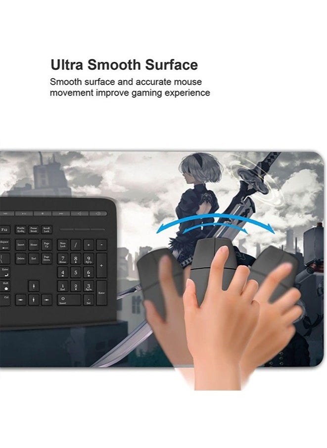 Generic - Nier Automata Game Protagonist Collection Mouse Pad, Non-Slip Mousepad, Anime Mouse Pad,HD thermal transfer YoRHa No.2 Type B Large Mouse Pad, Extended Keyboard Mousepad with Non-Slip Base and Stitched Edge(40cm×80cm - 03) - Image 1