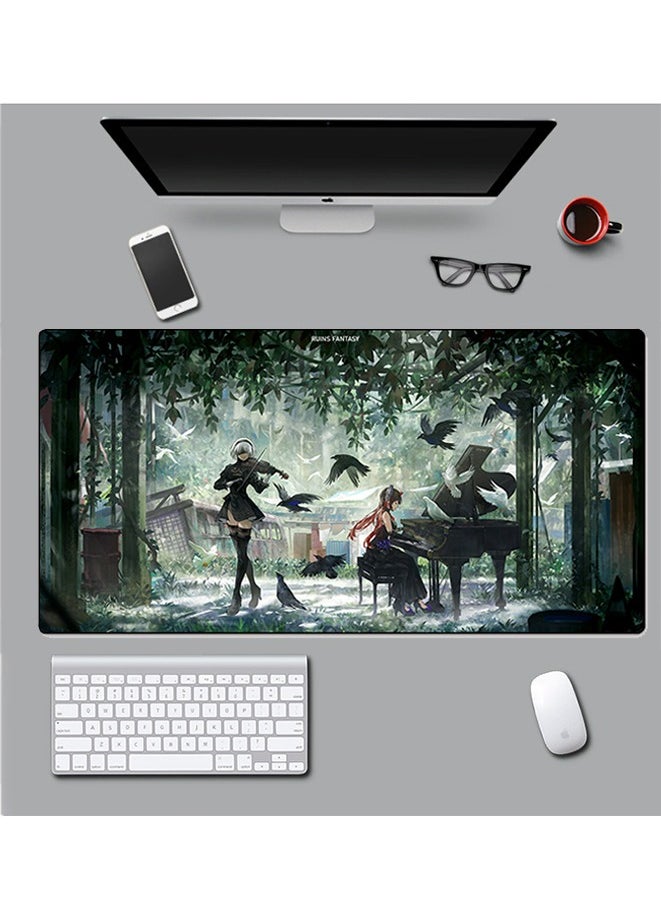 Generic - Nier Automata Game Protagonist Collection Mouse Pad, Non-Slip Mousepad, Anime Mouse Pad,HD thermal transfer YoRHa No.2 Type B Large Mouse Pad, Extended Keyboard Mousepad with Non-Slip Base and Stitched Edge(40cm×80cm - 03) - Image 1