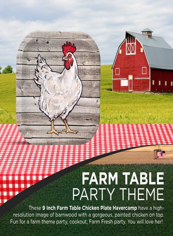Havercamp 8 Count Barnwood Party Plates | Paper Wood-Themed for Picnics & Parties | Chicken Plate 9" Square - Image 2