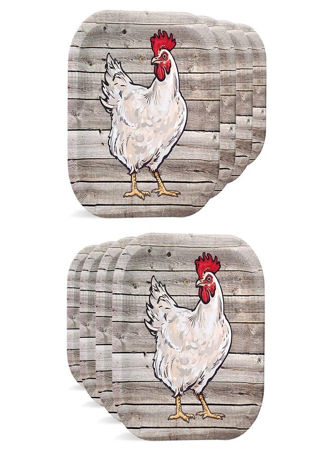 Havercamp 8 Count Barnwood Party Plates | Paper Wood-Themed for Picnics & Parties | Chicken Plate 9" Square - Image 1