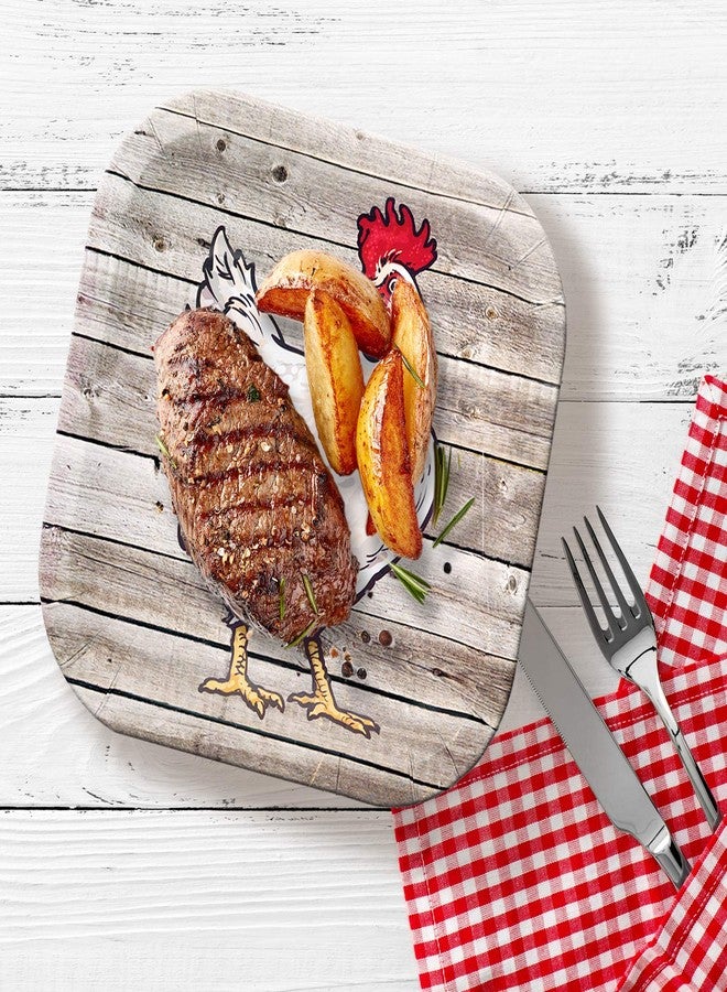 Havercamp 8 Count Barnwood Party Plates | Paper Wood-Themed for Picnics & Parties | Chicken Plate 9" Square - Image 5