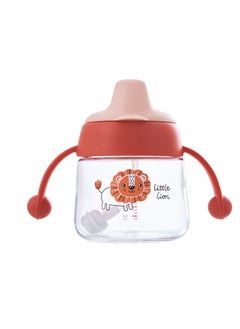 Excefore Sippy Cups for Baby 6+ Months, 180ML Toddler Baby Bottles, Spill-Proof Transition Learner Cups for Infant Toddler 6-24 Month, Clear Scale Trainer Cup with Weighted Straw Cover (Orange Lion)  - Image 1