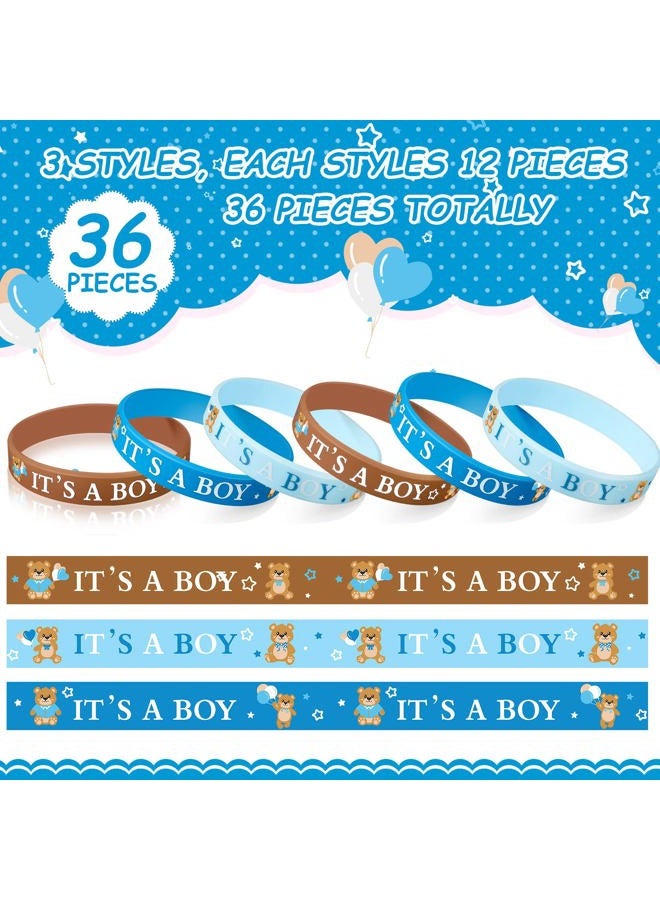 Zomiboo 36 Pieces Baby Shower Rubber Bracelets, It's a Boy Wristbands Bear Decorations for Girl Party Favor Gender Reveal Supplies (Bear Style) - Image 2