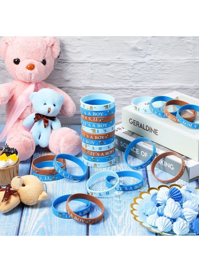 Zomiboo 36 Pieces Baby Shower Rubber Bracelets, It's a Boy Wristbands Bear Decorations for Girl Party Favor Gender Reveal Supplies (Bear Style) - Image 4