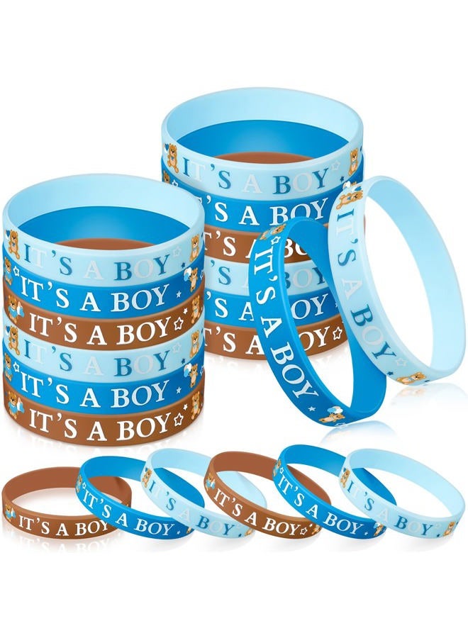 Zomiboo 36 Pieces Baby Shower Rubber Bracelets, It's a Boy Wristbands Bear Decorations for Girl Party Favor Gender Reveal Supplies (Bear Style) - Image 1