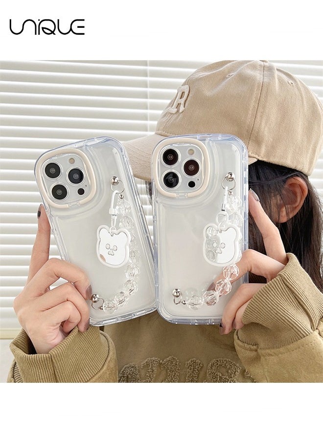 Unique - Compatible with iPhone 14 Pro Max Cases, Camera Protector Clear Phone Case for iPhone 14 Pro Max, Girl Women's Phone Case with Cute Strap Bracelet Chain - Image 1
