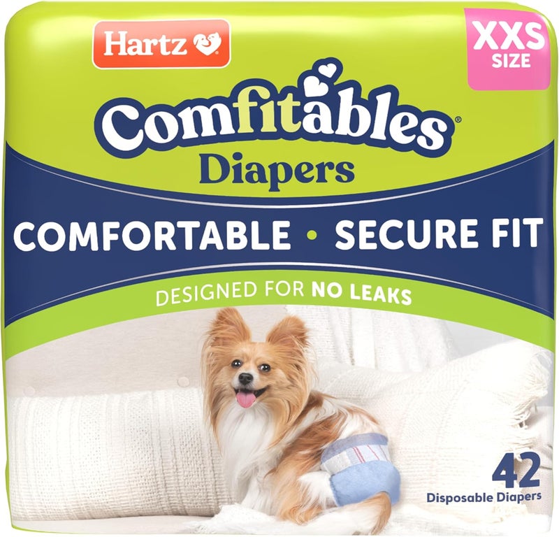 Hartz Comfitables Disposable Dog Diapers, Size Extra Extra Small 42 count, Comfortable & Secure Fit, Easy to Put On, Super Absorbent Male and Female Diaper - Image 1