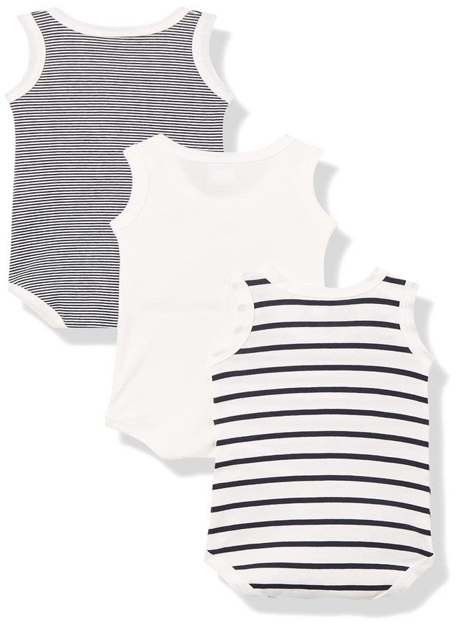 Petit Bateau بدلات قطنية بدون أكمام مخططة للأطفال من بيتي باوتو - عبوة 3 قطع نمط A02EI الأحجام 3-36 شهر (الحجم 36 شهر نمط A02EI) - Image 3