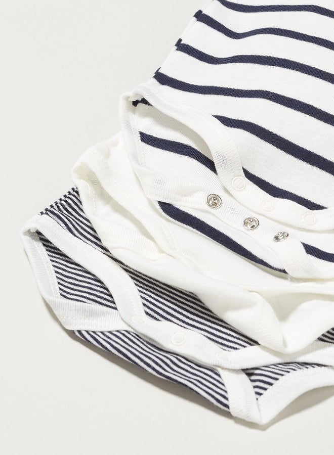 Petit Bateau بدلات قطنية بدون أكمام مخططة للأطفال من بيتي باوتو - عبوة 3 قطع نمط A02EI الأحجام 3-36 شهر (الحجم 36 شهر نمط A02EI) - Image 4