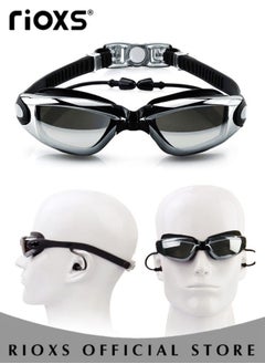 RIOXS Swim Goggles Anti Fog Resistant Wide Clear Vision Swimming Goggles Set with Adjustable Strap for adults Men Women Bright Color Plated Goggles Nose Ear Plugs Swim Cap and box  - Image 5
