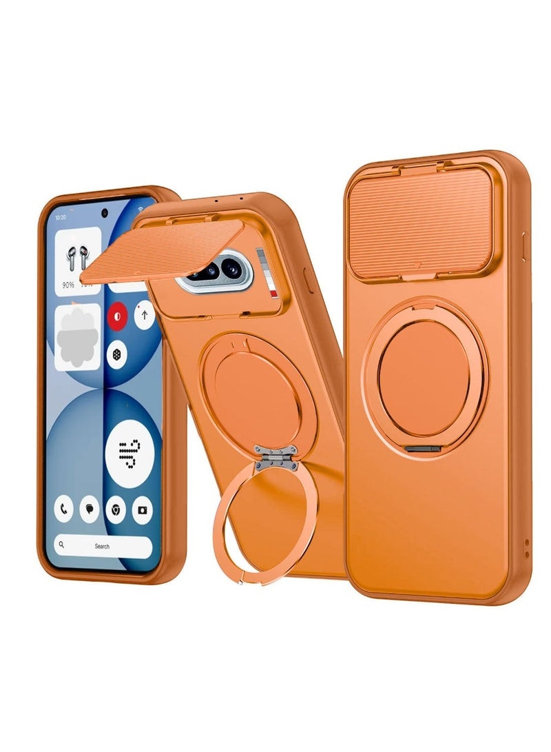 Wtech Nothing Phone (4a) 5G 2026 Magnetic Hybrid Working Camera Protection Stand 360° Rotatable Magsafe Ring Case Cover (MCMPMN) - Orange & Nothing Phone (4a) 5G 2026 Premium E2E Series Full Glue Full Cover Tempered Glass Screen Protector (MSGECN) - Clear/Black Bundle - Image 2