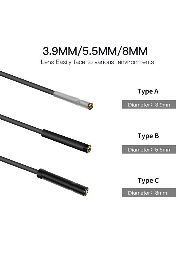 Endoscope Camera 2.4 Inches LCD Screen 1080P High Definition 8mm Lens IP68 Handheld Endoscope Industrial Home Digital Endoscopes with 8 LEDs Light