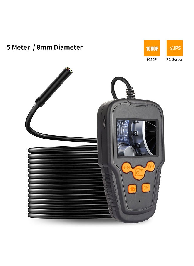 Endoscope Camera 2.4 Inches LCD Screen 1080P High Definition 8mm Lens IP68 Handheld Endoscope Industrial Home Digital Endoscopes with 8 LEDs Light