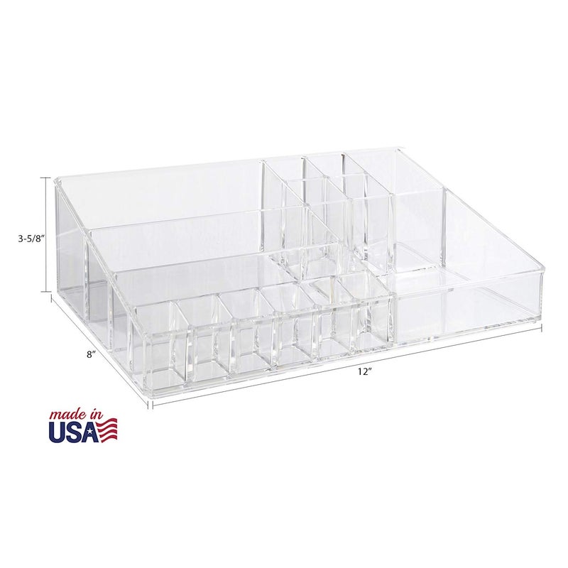 STORi Audrey Clear Vanity Makeup Organizer | 15-Compartment Holder for Brushes, Eyeshadow Palettes, & Beauty Supplies | Stacks on Audrey Storage Drawers | Made in USA - Image 4