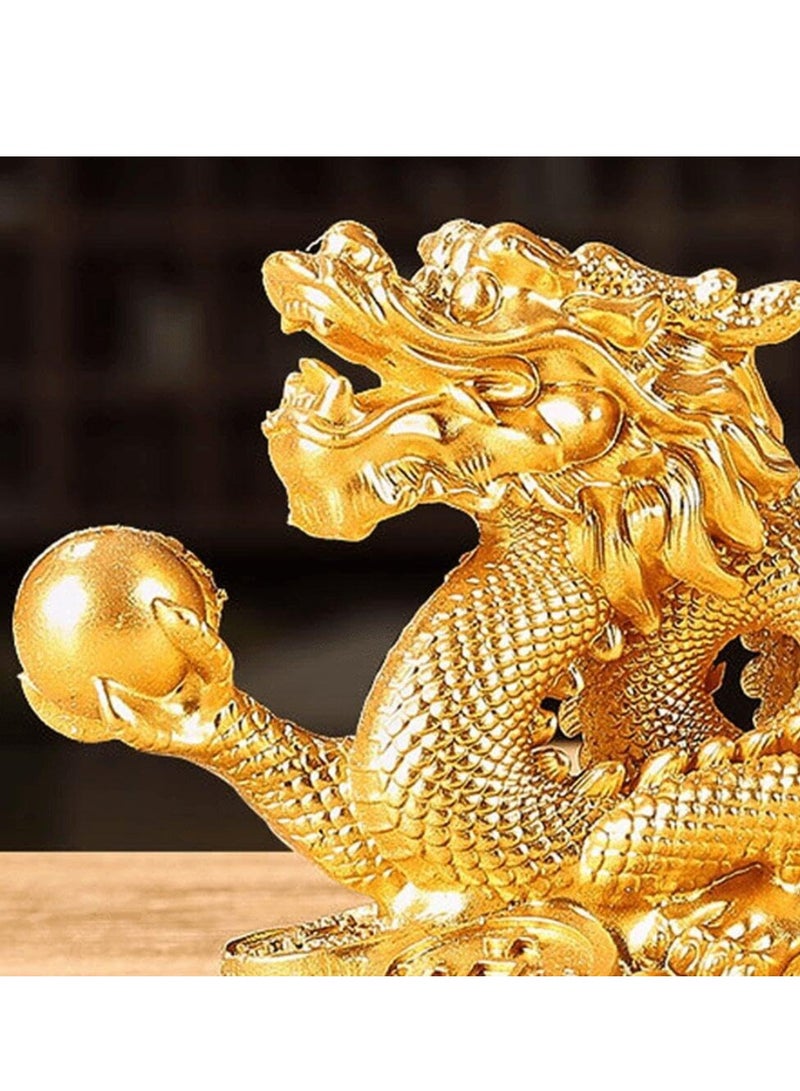 KASTWAVE Dragon Statue Ornaments, for Wealth and Fortune Symbol Prosperity, Artistic Decorative Statues, Home Office Decor, for Office, Living Room, Bookshelf, Table - Image 2