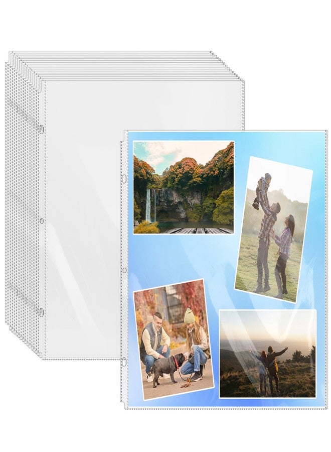 Zandfelo 100 Pcs 12x12 Inch Scrapbook Refill Pages, Clear Sheet Protectors Fit 3 Ring Binder & 12 x 12 Photo Album, Heavyweight Plastic Page Protectors,Protective Sleeves - Image 1