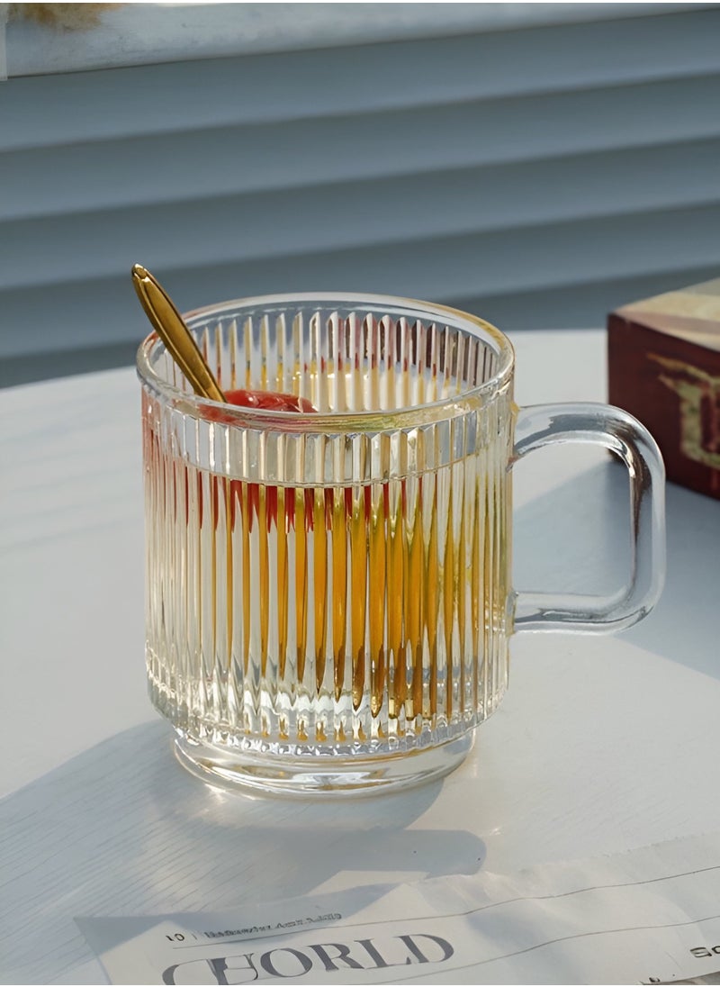 Mida - 340ml Glass Coffee Cup with Handle, Tea Cup - Image 1