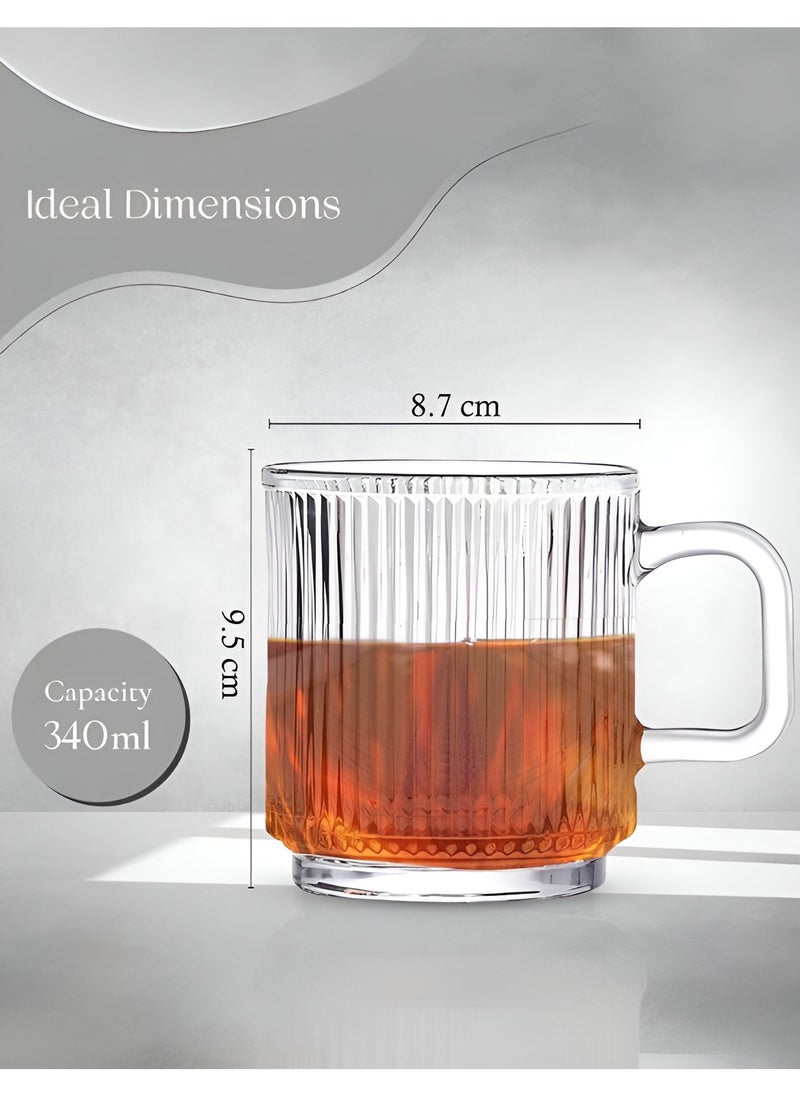 Mida - 340ml Glass Coffee Cup with Handle, Tea Cup - Image 1