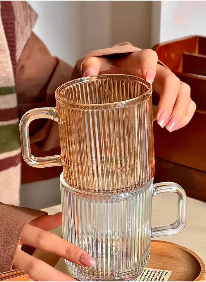 Mida - 340ml Glass Coffee Cup with Handle, Tea Cup - Image 1
