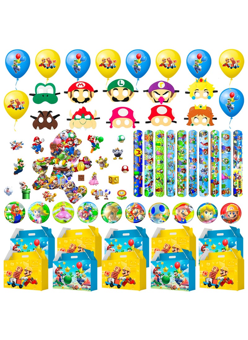 FRUITFUL PARTY Super Mario Party Favors for 10 Guests, Mario Bros Party Favors packs Super Mario Balloons Sticker etc Mario Themed Party Favors  - Image 1