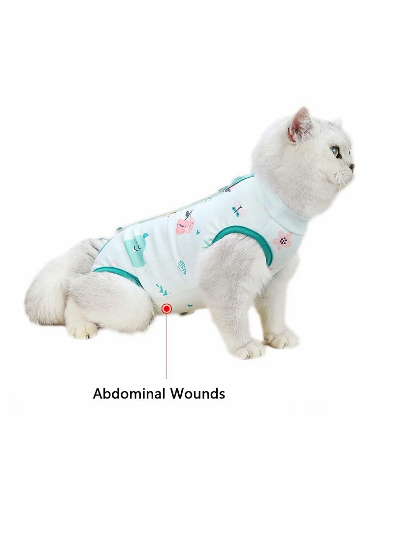 Excefore Dog/Cat Clothing Professional Recovery Suit With Anti Licking for Abdominal Wounds or Skin Diseases, Indoor Clothing E-Collar for Cats After sterilization, Surgery - Green L - Image 3
