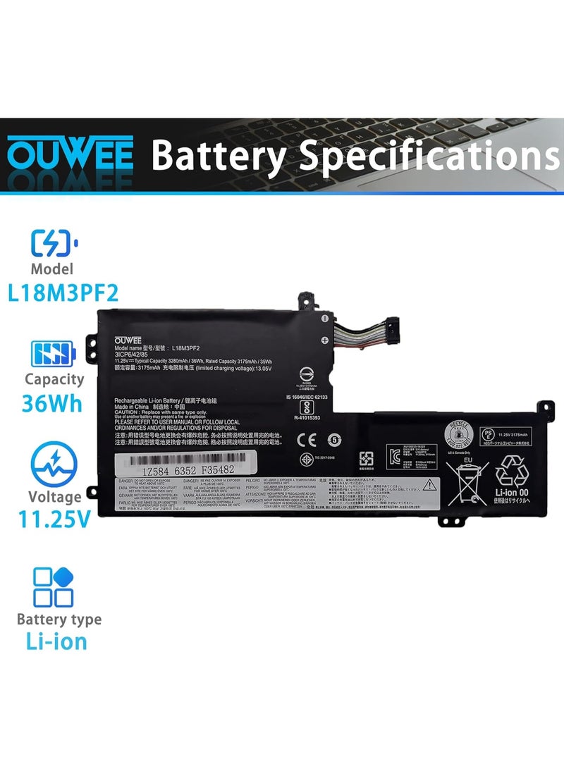 Terabyte بطارية لابتوب L18M3PF2 متوافقة مع Lenovo Ideapad L3-15IML05 L340-15API L340-15IWL L340-17API L340-17IWL L340-15IWL/L340-15API Touch Series 5B10W67198 L18D3PF1 L18C3PF2 L18L3PF1 11.25V 36Wh - Image 2