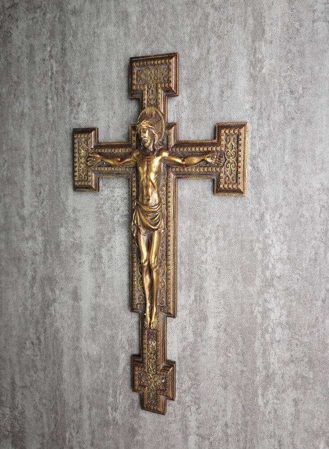 BC BUILDCLASSIC BC Catholic Jesus Crucifix Wall Cross, Catholic Wedding Gift, Devout Gift, Prayerful Inspiration Home Décor, Wood Carve Looking Gold Finish,12"H Hand Painted by Buildclassic - Image 5
