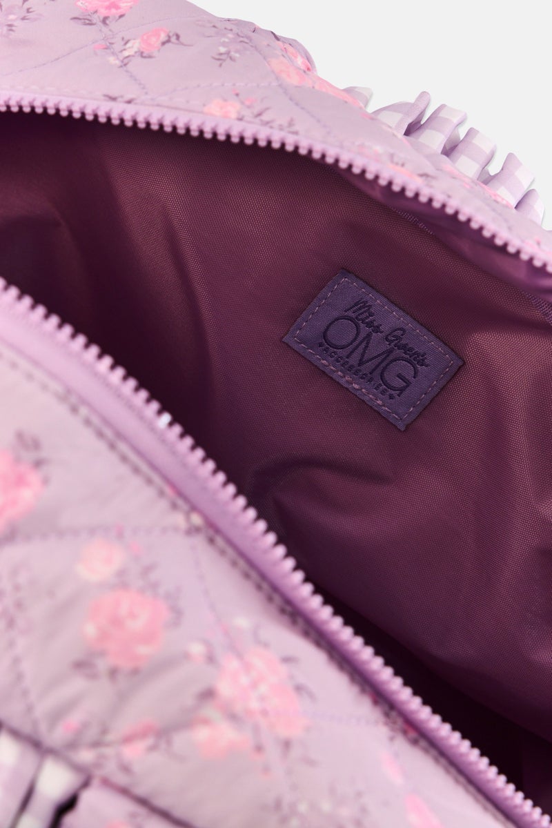 Miss Gwen's OMG Kids Girl Floral Quilted Duffle Bag, Lavender - Image 4