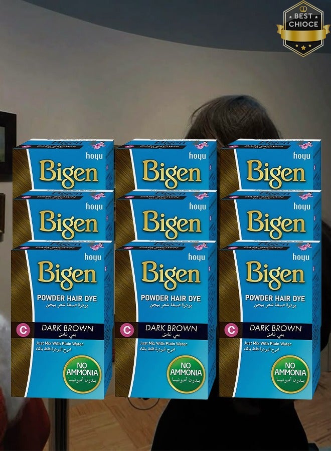 بايجن 9 قطع بودرة صبغ الشعر باللون البني الداكن مع الماء العادي بدون أمونيا 6 جرام - Image 1