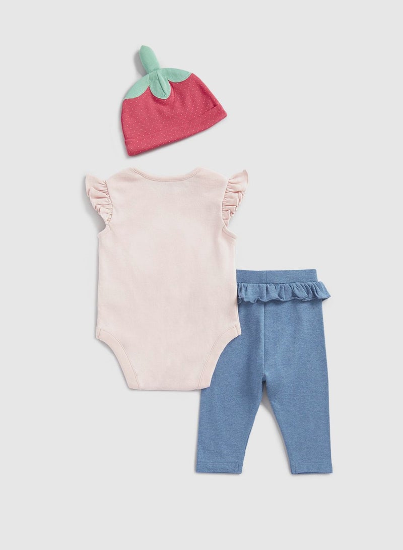 mothercare Strawberry 3-Piece Baby Outfit Set - Image 2