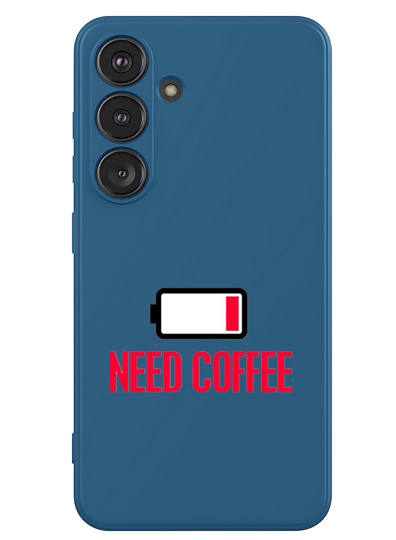 Theodor Protective Slim Fit Case Liquid Silicone Cover with Full Body Protection Anti-Scratch Shockproof Case For Samsung Galaxy S25 Plus (Blue) - Need Coffee - Image 1