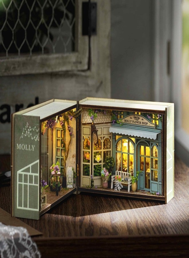 CUTEROOM DIY Miniature House Kit, CUTEROOM Mini House Kit for Adult to Build, Wooden Dollhouse Making Kit with Furniture, Christmas Birthday Gifts- Molly Garden - Image 4