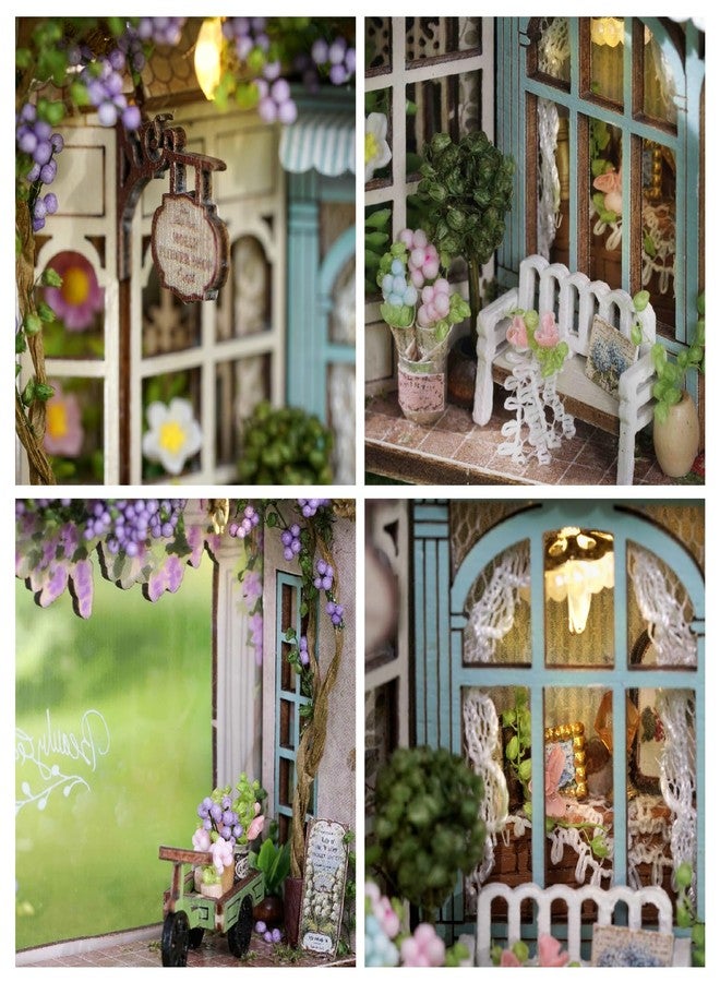 CUTEROOM DIY Miniature House Kit, CUTEROOM Mini House Kit for Adult to Build, Wooden Dollhouse Making Kit with Furniture, Christmas Birthday Gifts- Molly Garden - Image 5