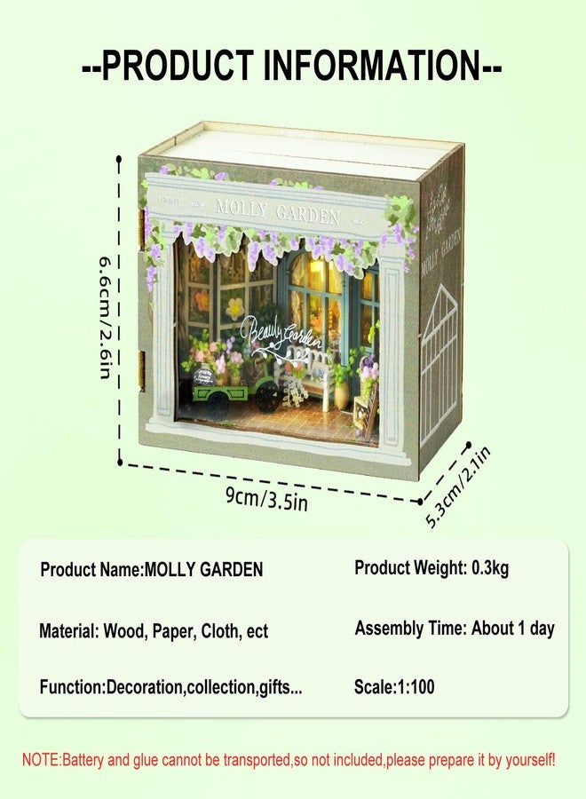 CUTEROOM DIY Miniature House Kit, CUTEROOM Mini House Kit for Adult to Build, Wooden Dollhouse Making Kit with Furniture, Christmas Birthday Gifts- Molly Garden - Image 2